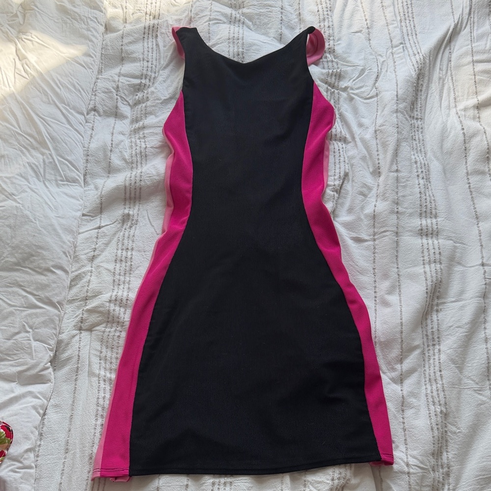 Beach Riot Black Dress with Hot Pink Side Panels